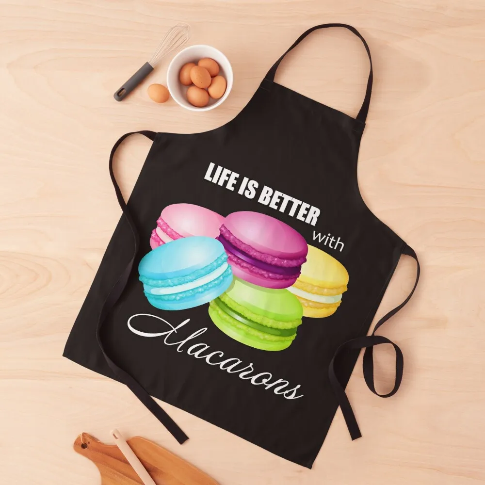 

Life is Better with Macarons for Sweet Macaron Lover Apron Trim Cloth Women Kitchen'S Kitchen Apras Man Apron