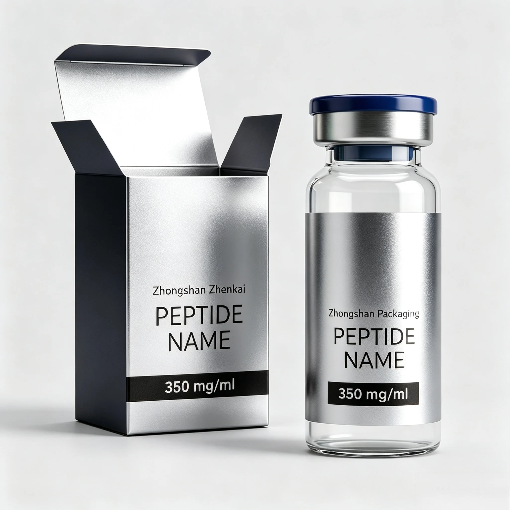 Custom Printed Multi-size Peptide Vial Combo Packaging Kit Color Cartons Self Adhesive Labels Compatible 3ml 5ml 10ml Supplement