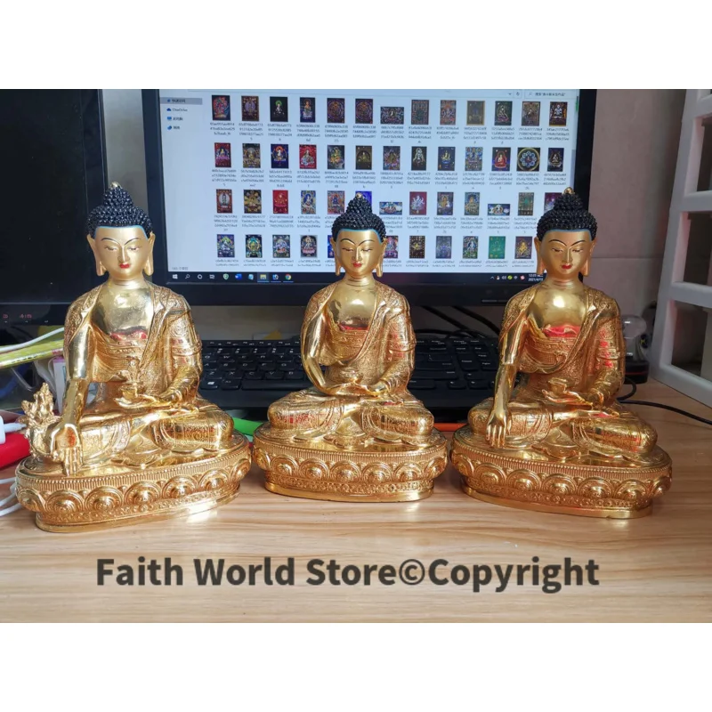 2025 Tibetan Buddhism GOOD gold gilding Medicine Sakyamuni Amitabha Buddha statue brass statue HOME family effective protection