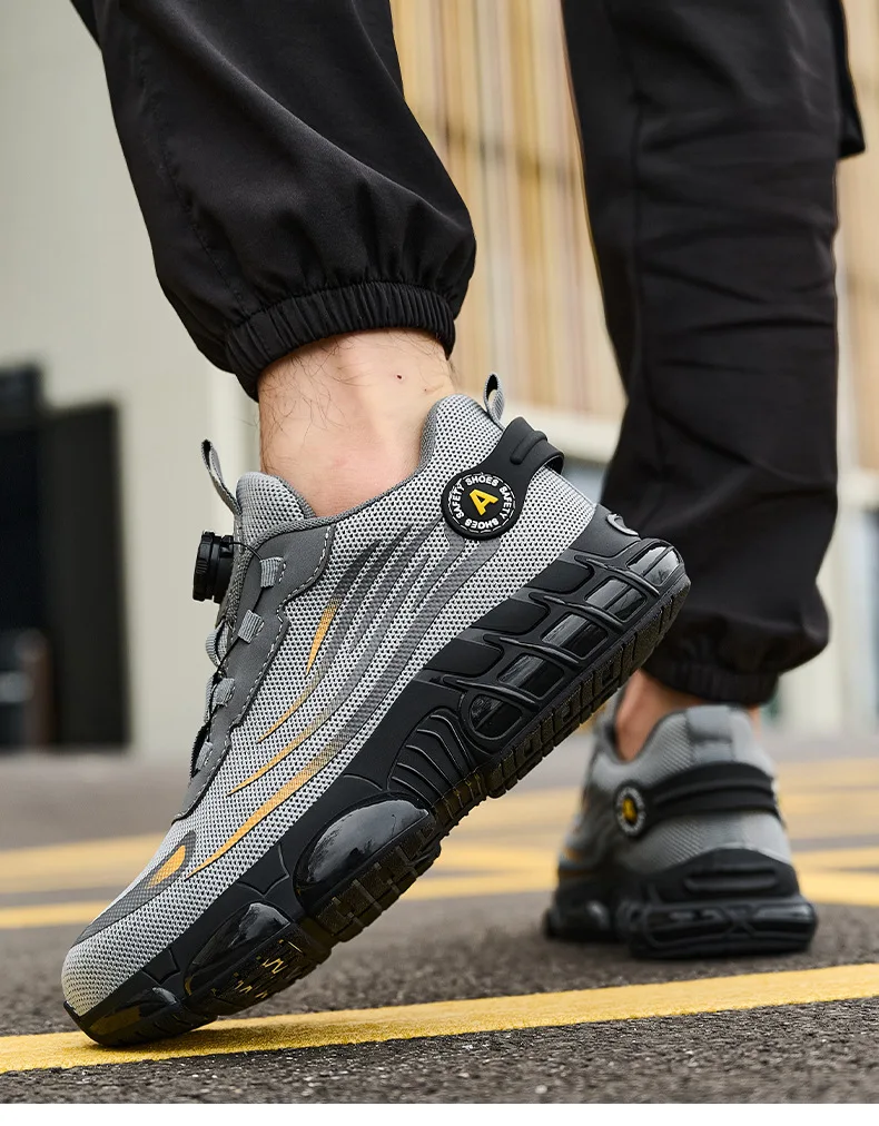 Men's Fly Woven Upper No Tie up Safety Work Shoes Comfortable Lightweight Durable Men's Footwear for Professional Use