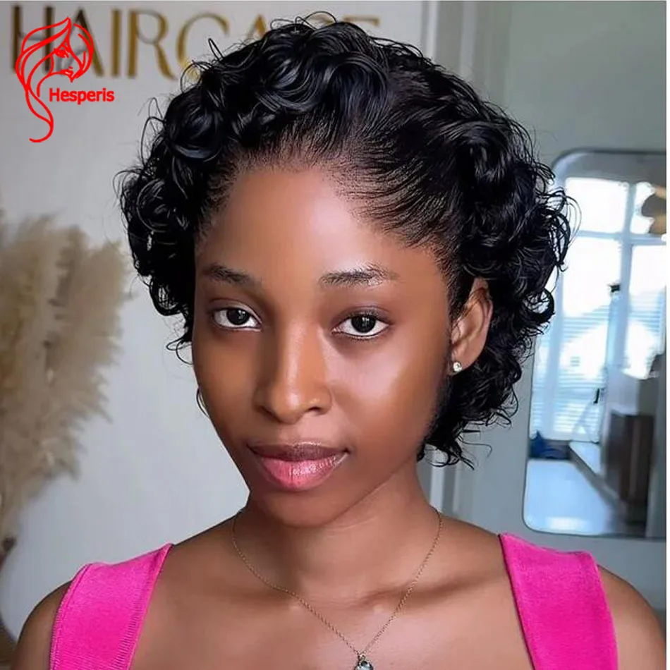 

Hesperis Pixie Cut Lace Front Wig Pre Plucked 13x6 Короткая стрижка человеческих волос Парик с детскими волосами для женщин Remy Hair Natural Color