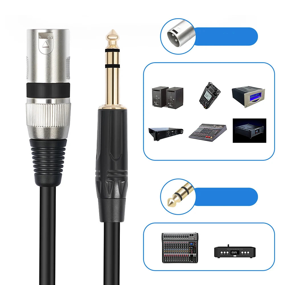 1/2/3/5/10M Quarter Inch XLR Male Balanced Interconnect Cord 6.35mm Plug To 3 Pin XLR Male Cable 1/4 Inch Jack To XLR Male Cable