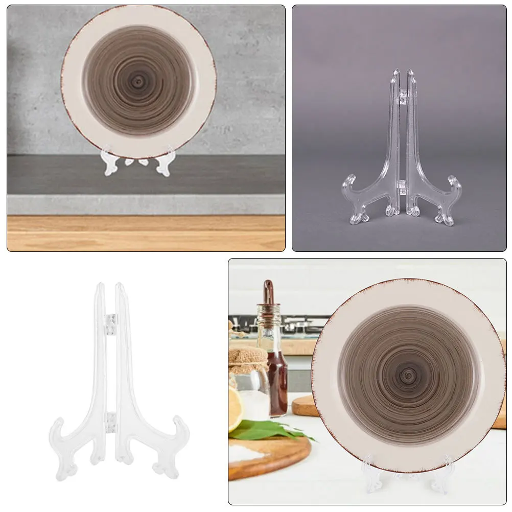 24개 투명 이젤 스탠드 클리어 플라스틱 5인치 사진 홀더 디스플레이 랙 가정 사무실 장식용 플레이트 프레임 데스크탑