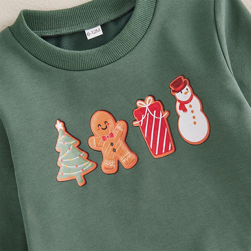 Baby Christmas Sweatshirts Classic Cartoon Letter Print Long Sleeve Pullovers Toddler Winter Tops