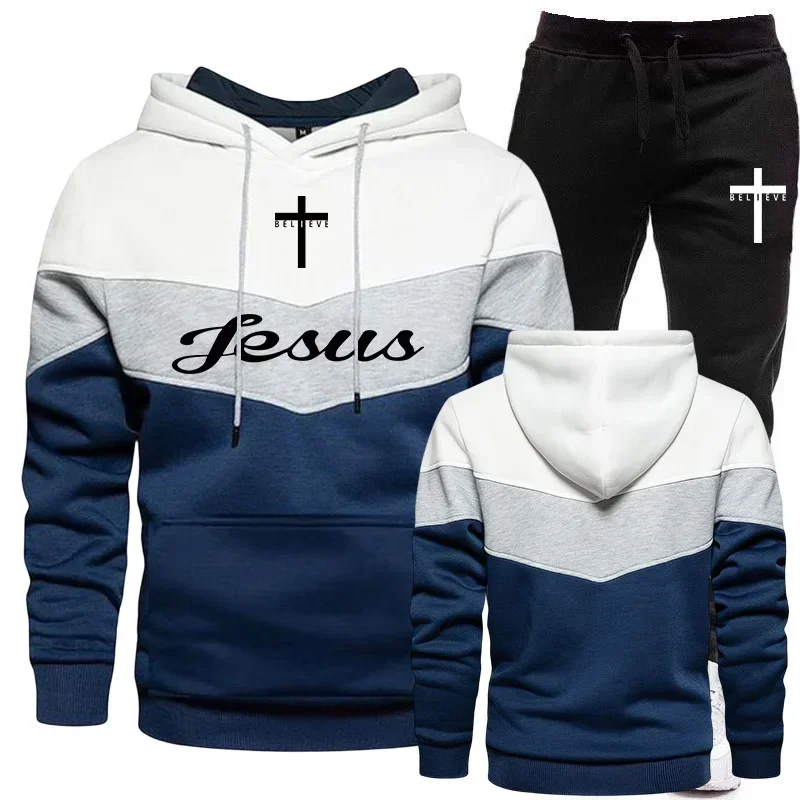 2024 New Arrival Jesus Printed Tracksuit Hoodies and Sweatpants High Quality Men Women Daily Casual Sports Jogging Suit Men Sets