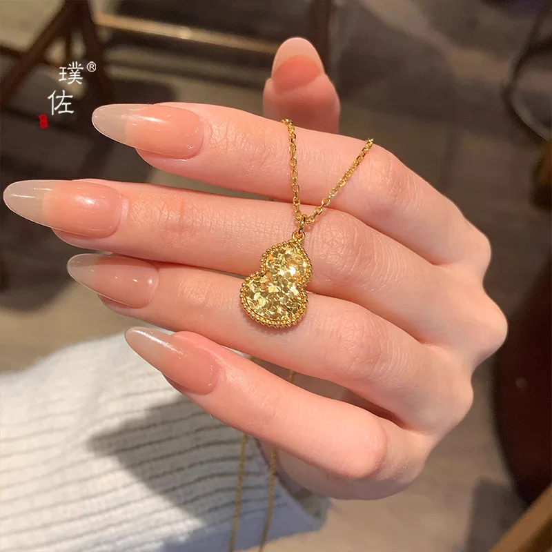 Collar de calabaza a escala de dragón 24kplatingen para mujer con un temperamento muy versátil y de aspecto, cadena de clavícula como regalo