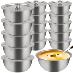 304 Stainless Steel Steamed Egg Bowl With Lids Kitchen Tableware Fruit Salad Dessert Soup Bowl Food Container Rice Noodles Bowl