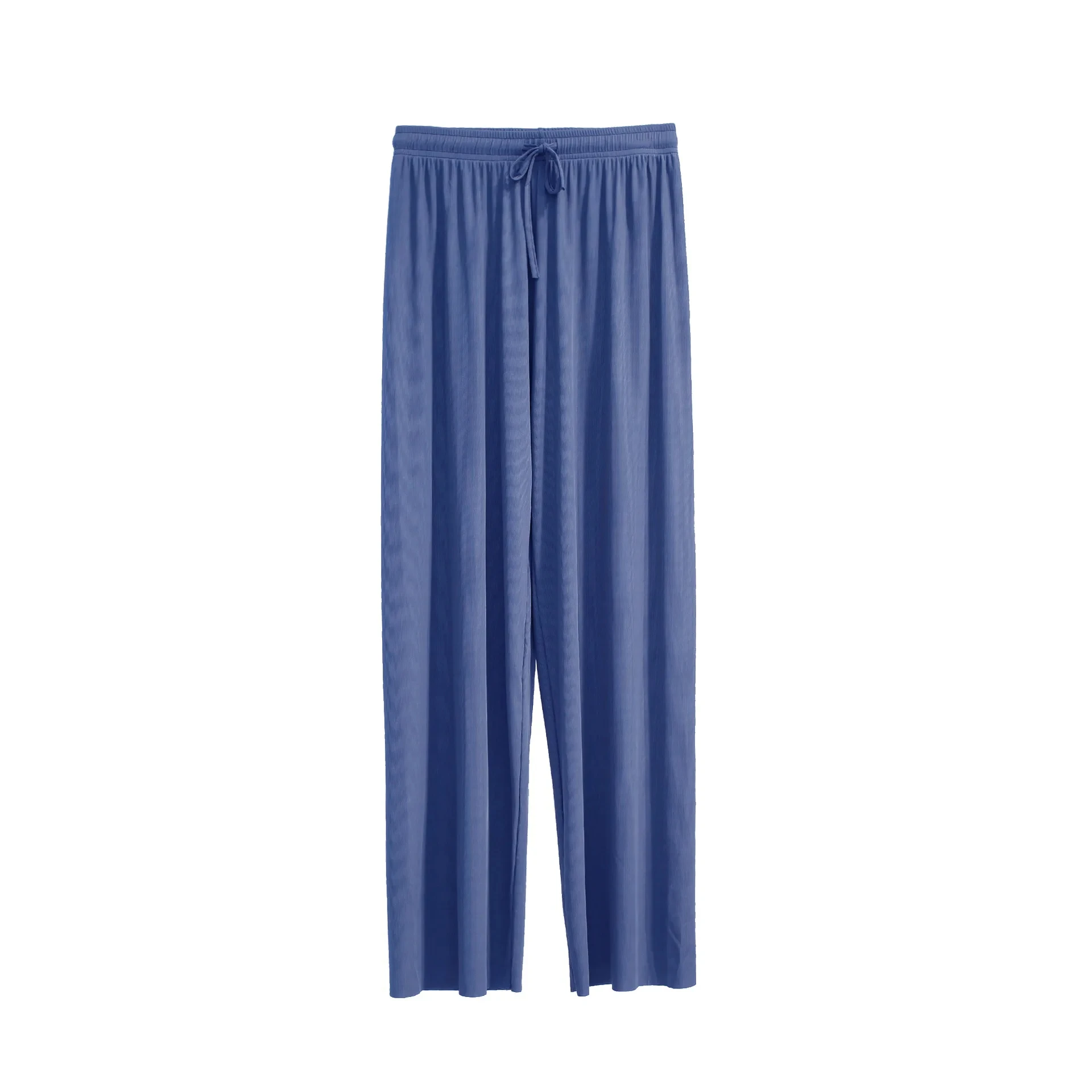 Pantaloni lunghi da donna a gamba larga pantaloni Casual in seta di ghiaccio alla caviglia larghi in vita elastica solida pantaloni femminili primavera estate