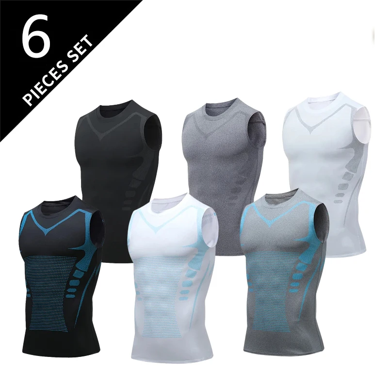 6/3/2/1 Piece High Elastic Sports Tight Tank Top Clothes Men Quick Dry T-shirt Fitness Basketball Running Training Bottoming