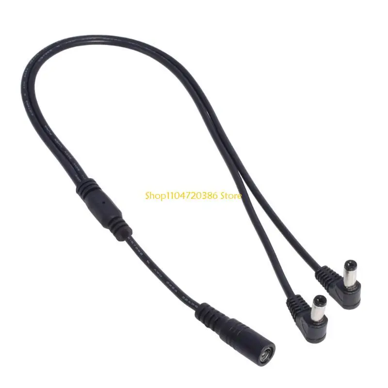 

5.5mmx2.1mm 1 Female to 2 Angled Male Way Splitter Adapter Connector Plug Cable