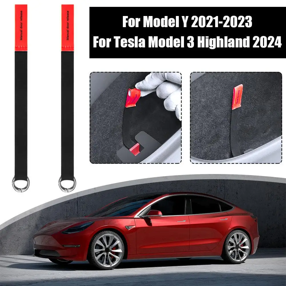 For Tesla Model Y Emergency MHandle Extended Manual Door Release Emergency Safety Pull Rope Emergency Puller Button Red﻿