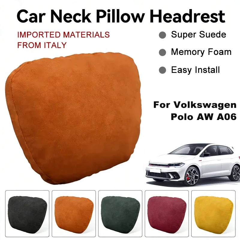

Italy Suede Car Neck Rest Pillow For Volkswagen Polo AW A06 Seat Head Neck Support Cushion Auto Interior Accessories