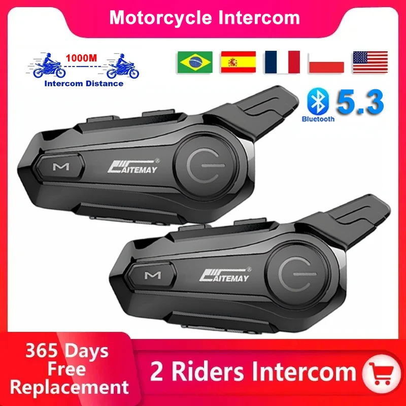 

Мотоциклетная гарнитура-интерком X1 Plus с Bluetooth 5.3, радиусом действия 800 м, водонепроницаемая, с шумоподавлением, для громкой связи