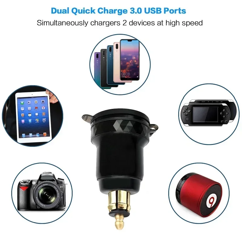 

Для BMW Ducati Triumph мотоциклетный разъем DIN к USB C PD 3.0 QC 3.0 USB зарядное устройство адаптер питания вольтметр с переключателем включения-выключения