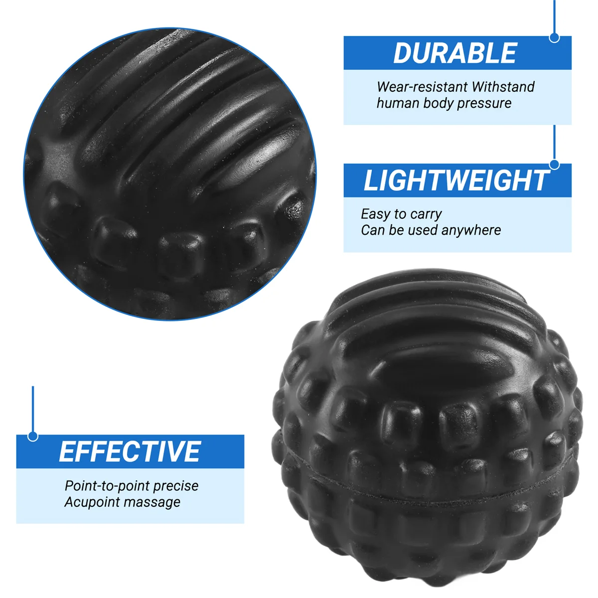 Pu Foam Bump Fascia Ball ผ่อนคลายกล้ามเนื้อฟิตเนสนวดกันน้ําและทําความสะอาดง่าย Health Care Ball-Black Rich