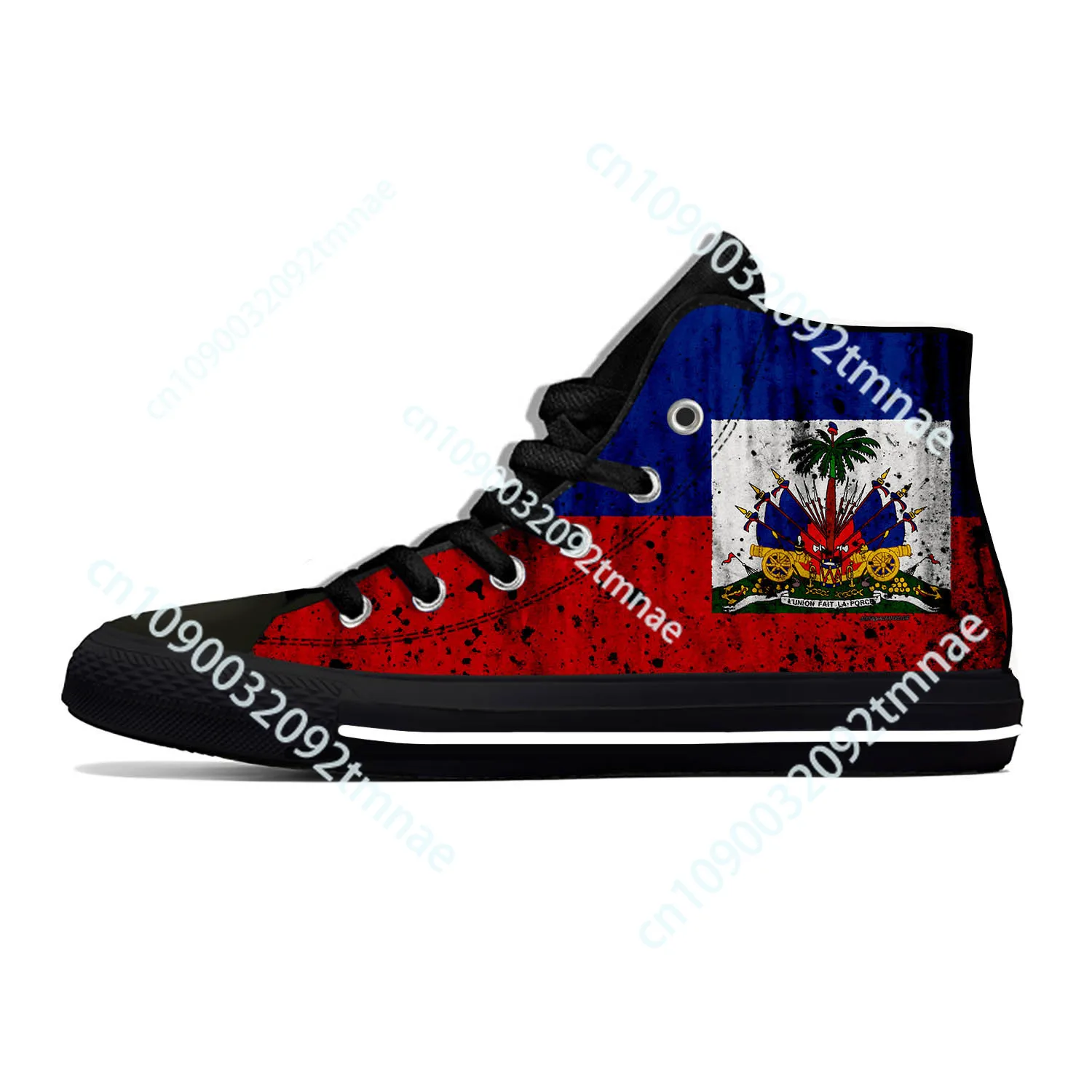 

Haiti Haitian Flag Patriotic Pride Fashion Funny Casual Cloth Shoes High Top Lightweight Breathable Custom Men Women Sneakers