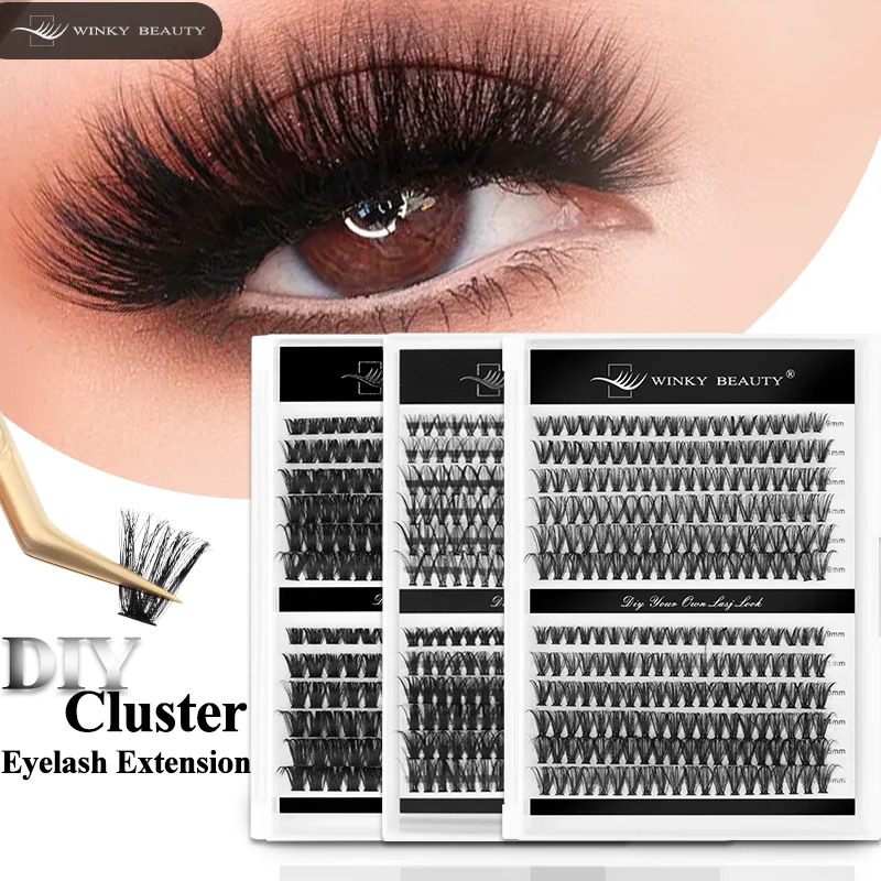 Winky Beauty D Curl Cluster Lashes DIY Eyeslash Extension Lash Cluster Fluffy Volume Individual Natural False Eyelashes Clusters