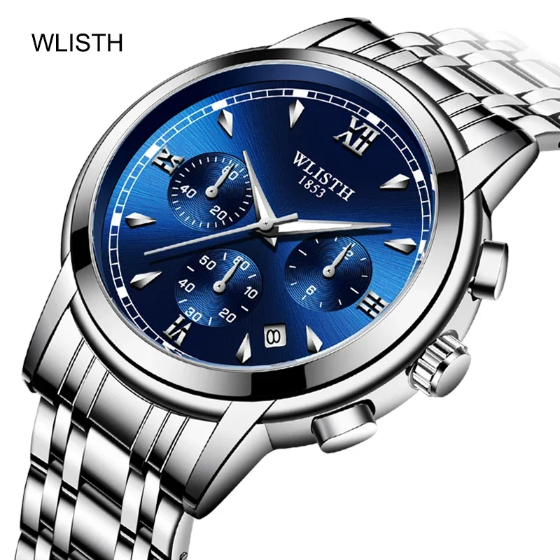 Man Watch Quartz Watch For Men Stainless Steel Military Chronograph Wristwatches Sport Waterproof Waterproof Luxury Men's Watch