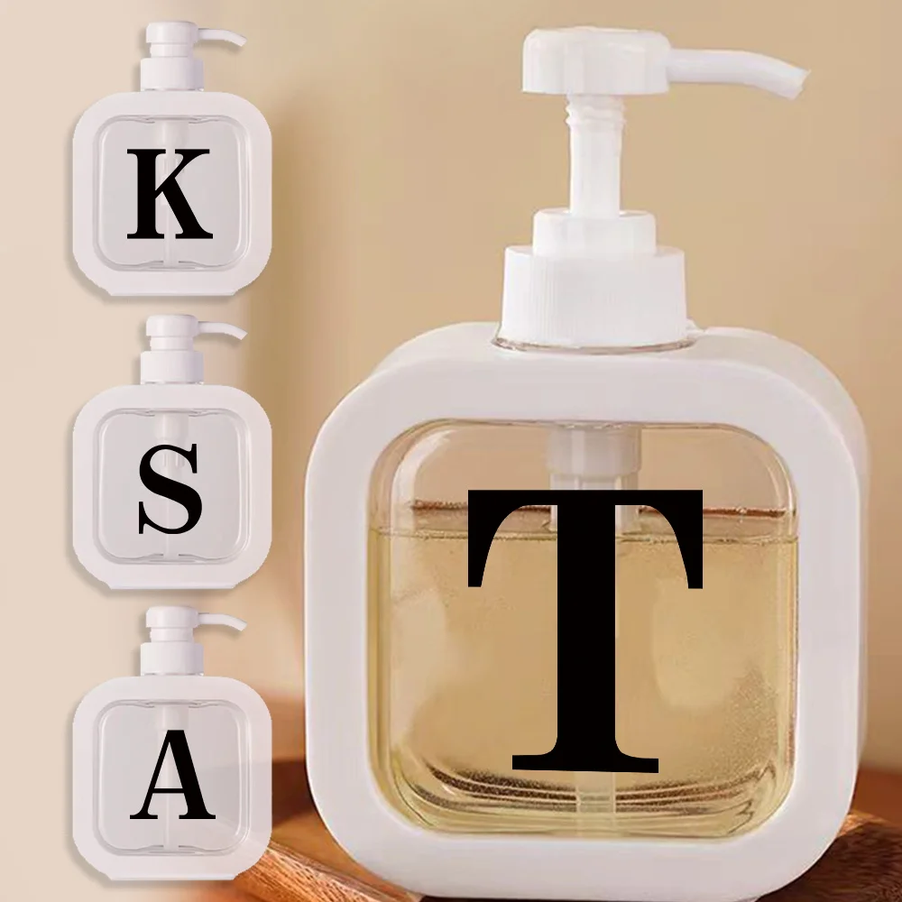 

Portable Press Type Lotion Bottle Detachable Soap Dispenser Large Capacity Foam Split Bottle Home Bathroom Black Letter Pattern