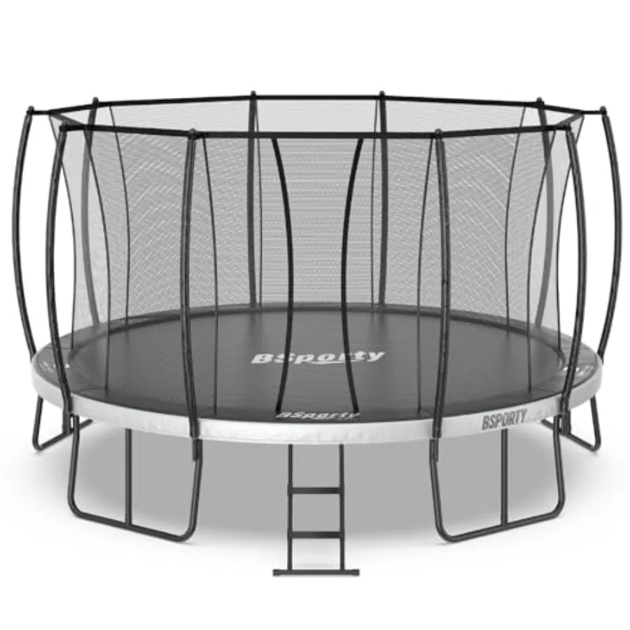 Outdoor 10FT Trampoline with Enclosure and Center Support Reinforced U-Shaped Legs ASTM Approved Blue/Red Safe Bounci