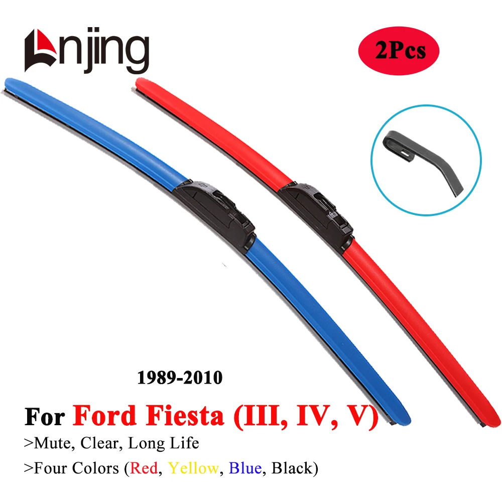 

LNJING Colorful Wiper Blade For Ford Fiesta Courier WP WQ 1989 1995 1996 1997 2001 2002 2003 2004 2008 2009 2010 Car Accessories