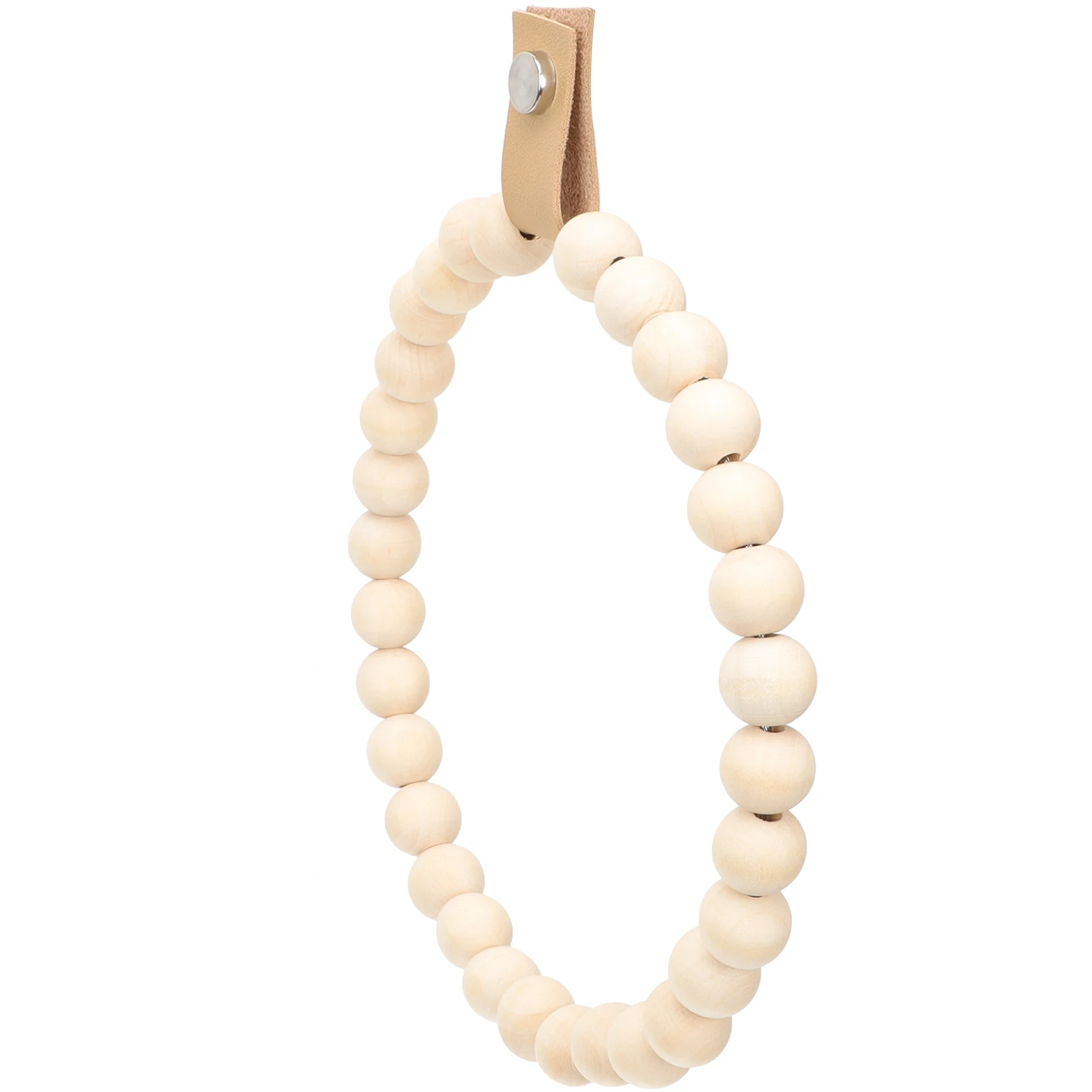 

Bohemian Style Towel Holder Highclass Material Bathroom Supplies Tidy Toilet Storage Wood Bead Design Compact Spacesaving