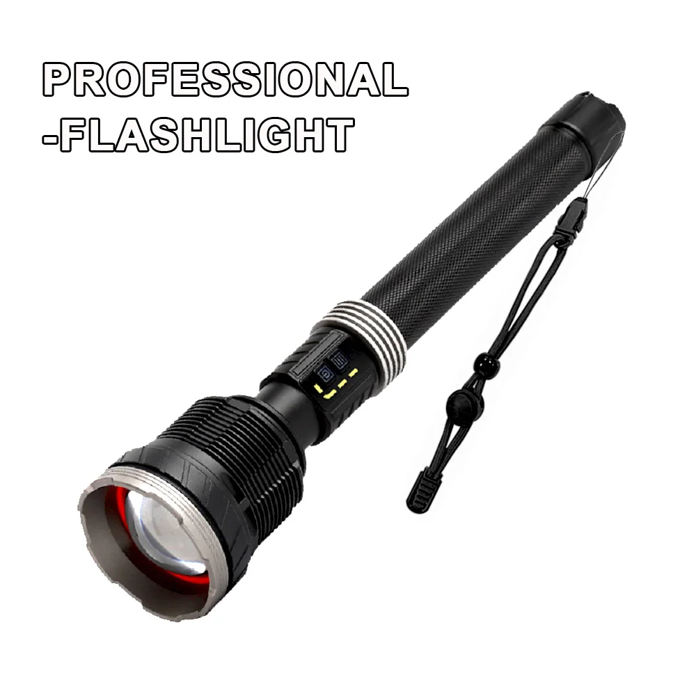 Newest 60W LED Flashlight Stepless Dimming Torch Lantern Portable USB Charging Waterproof Climb Camping Outdoor Lighting