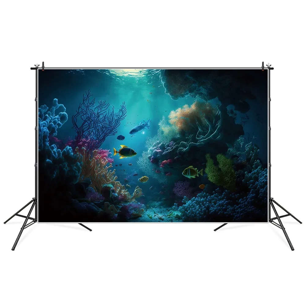 Fiction Underwater World Backdrops Photography Party Decors Depth Seabed Fish Corals Landscape Custom Baby Photobooth Background