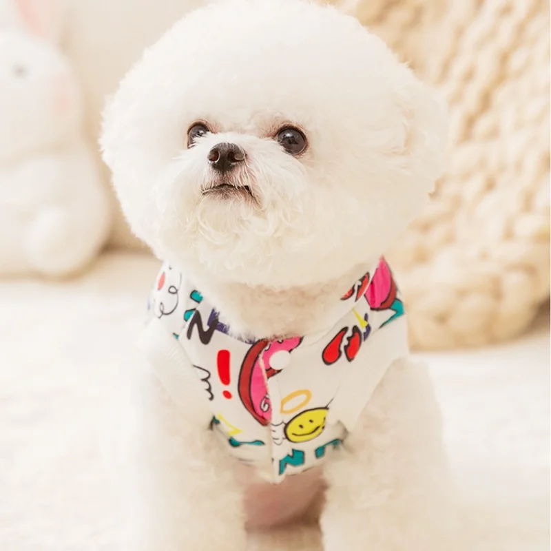 Cute Soft Dog Clothes Fashion Print Dog Down Jacket Winter Cat Jacket Coat Chihuahua French Bulldog Clothes Warm Puppy Costumes