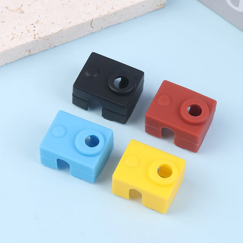 1Pc Mini 3D Printer Extruder Heat Block Silicone Socks Blue Black Brown Yellow High Temperature Resistance 3D Printer Parts