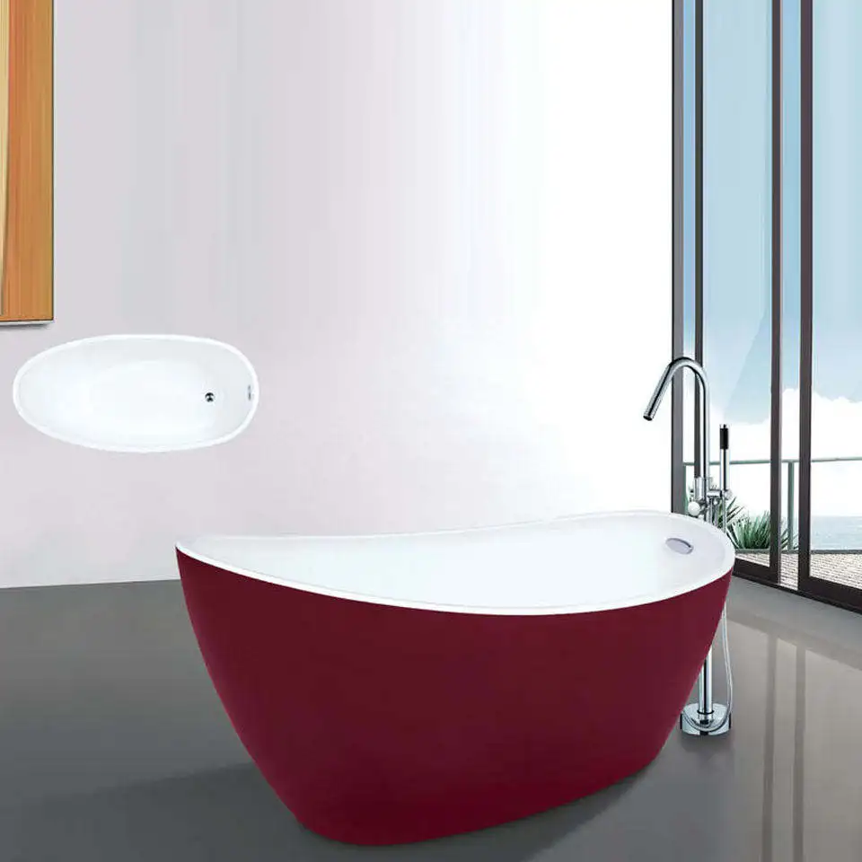 

Red Luxury Massage Floor Standing Acrylic Custom Freestanding Bathtub