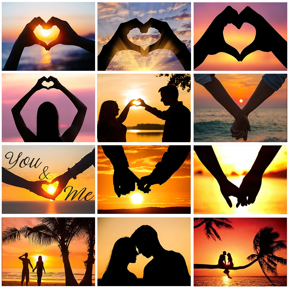 Couple photo 5D DIY diamond painting couple at sunset back photo handmade diamond inlaid art painting home decoration