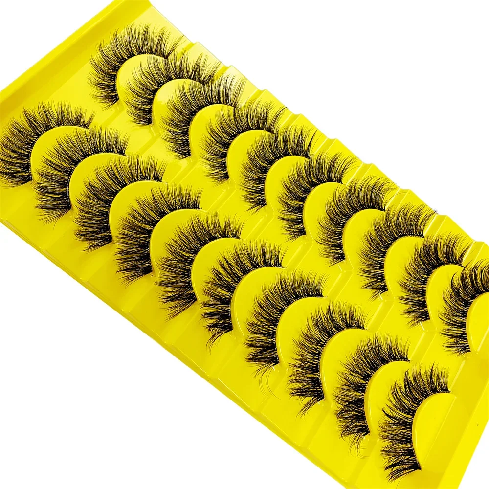 10 Pairs Eyelashes Clear Band Natural Wispy Fluffy Look Russian Strip Lashes 3D Effect Cat  that Extensions False Lashes