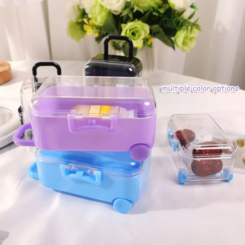 Transparent Mini Jewelry Box Organizer Creative Luggage Trolley Case Storage Boxes Plastic Earrings Necklace Ring Portable Box