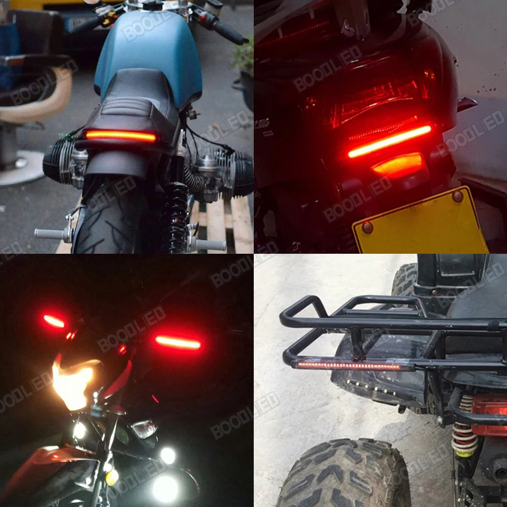 Intermitente trasero Led para motocicleta, luz de freno de parada, luces de circulación diurna para motocicleta ATV, impermeable, 11,8 pulgadas, 2