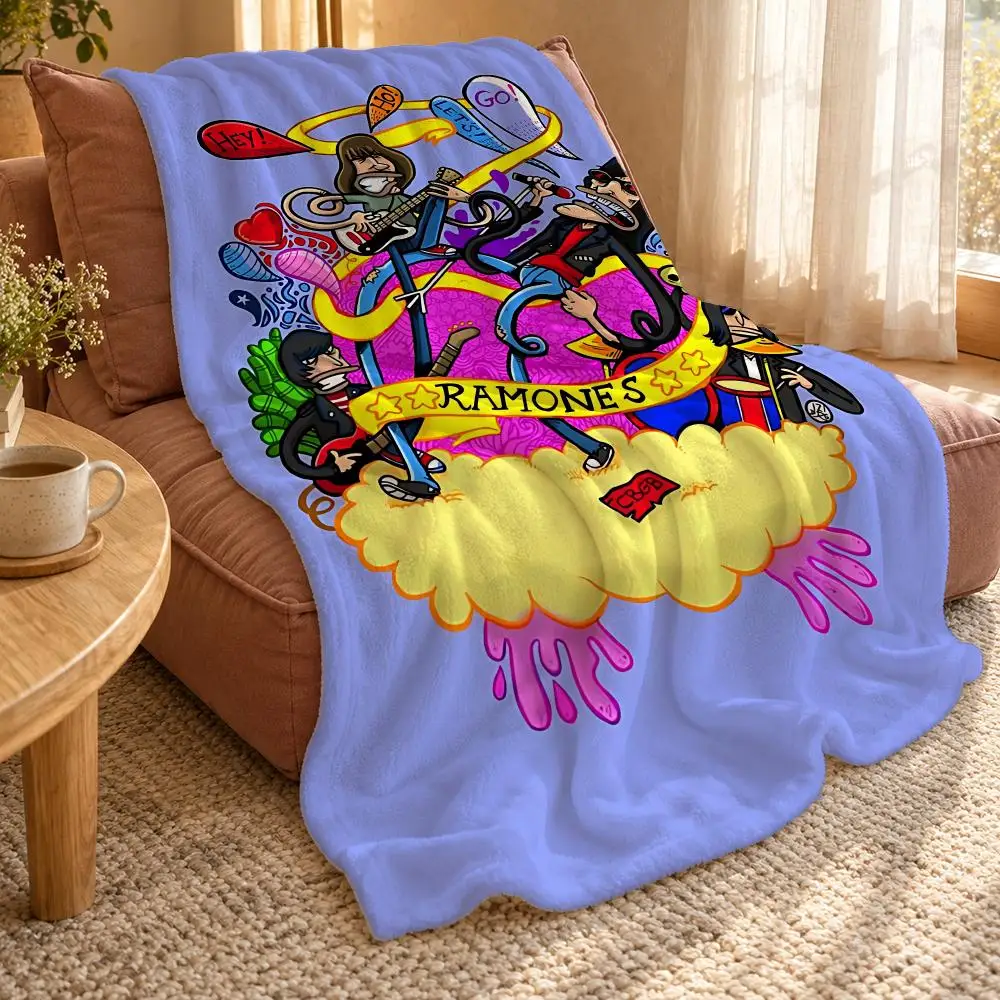 Rock Band R-Ramones Throw Double Sided Flannel Throw Blanket Soft Travel Camping Sofa Bed Home