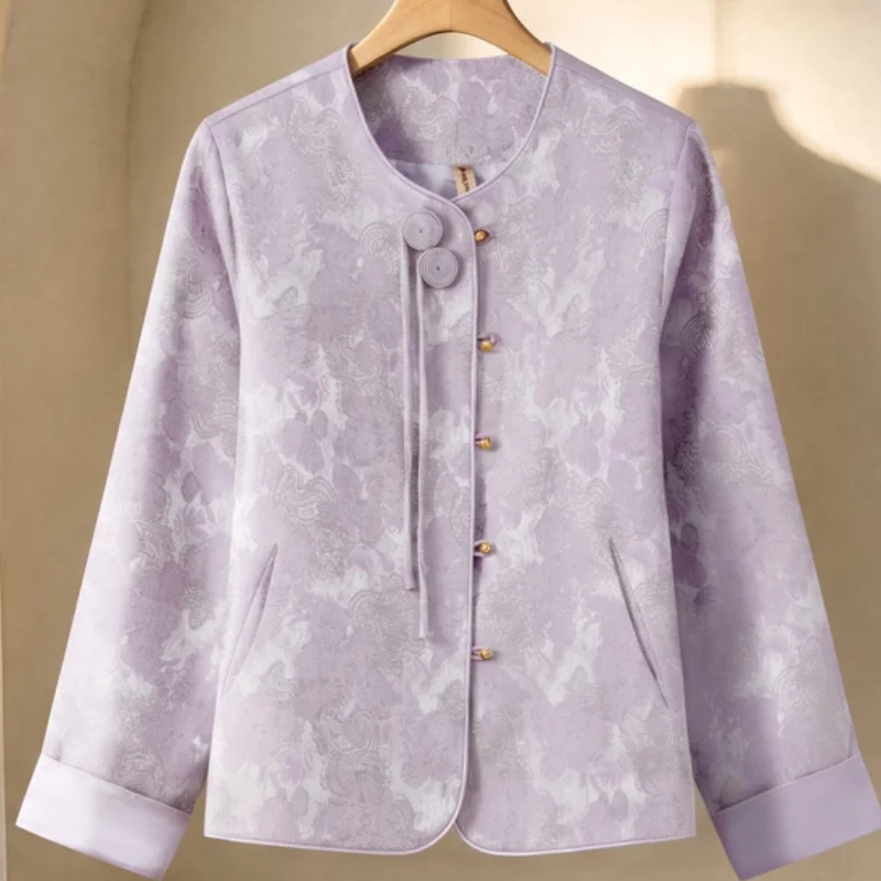 tassel-vintage-button-jacket-chinese-style-jacquard-women-clothes-beads-long-sleeve-outwear-mother's-elegant-blouse-daily-shirt
