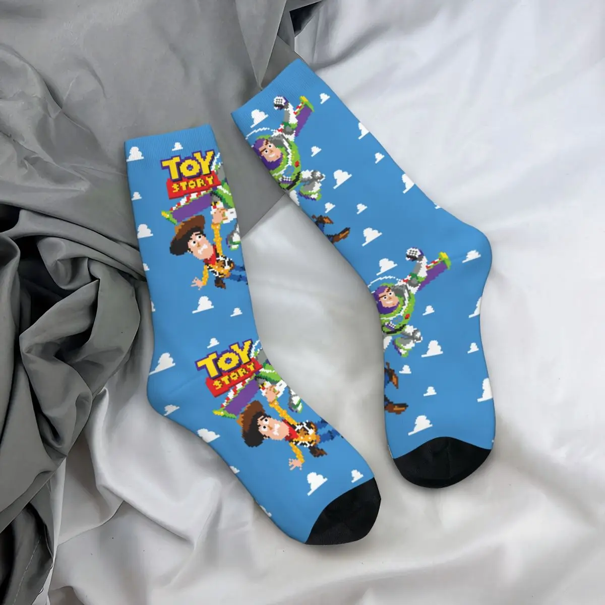 Toy Story Bit Woody And Buzz Lightyear Theme Design Socks Product for Women Flexible Dress Socks