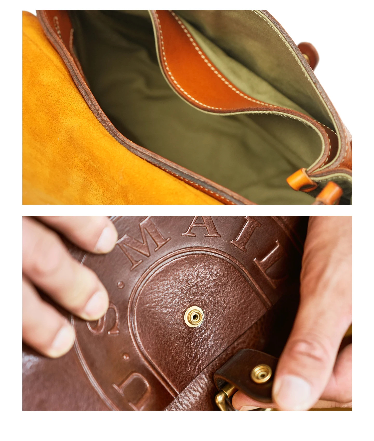 Organizers designers handmade high-quality vegetable tanned cowhide men's messenger bag vintage luxury rwl leather shoulder bag