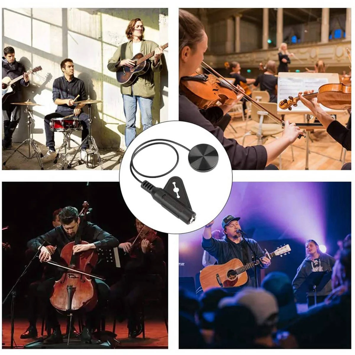 A71P 4X لاقط الجيتار الصوتي بيزو لاقط الاتصال للجيتار القيثارة الكمان ، المندولين ، البانجو ، كاليمبا ، القيثارة #5