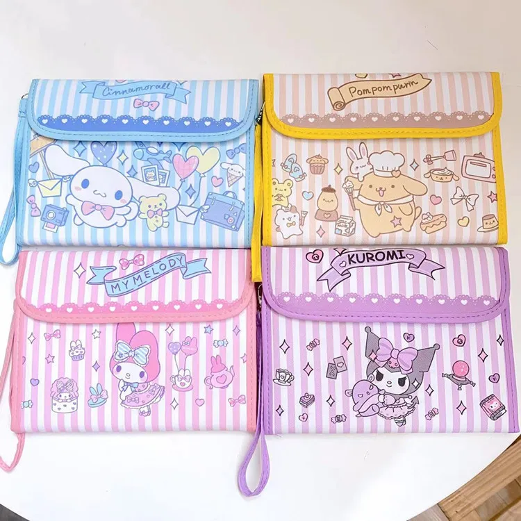 Sanrios Cinnamoroll Kuromi Mymelody kawaii Cartoon PU Leather ID Card passport holder Medical records medical care storage bag