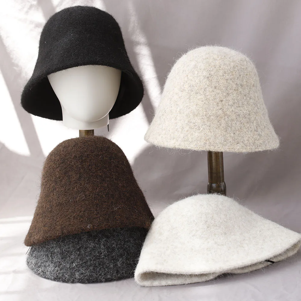 2025 New Autumn Winter Wool Bucket Hat Women Fashion Vintage Fisherman Hats Versatile Cap Spring Felt Hat 6 Colors Foldable