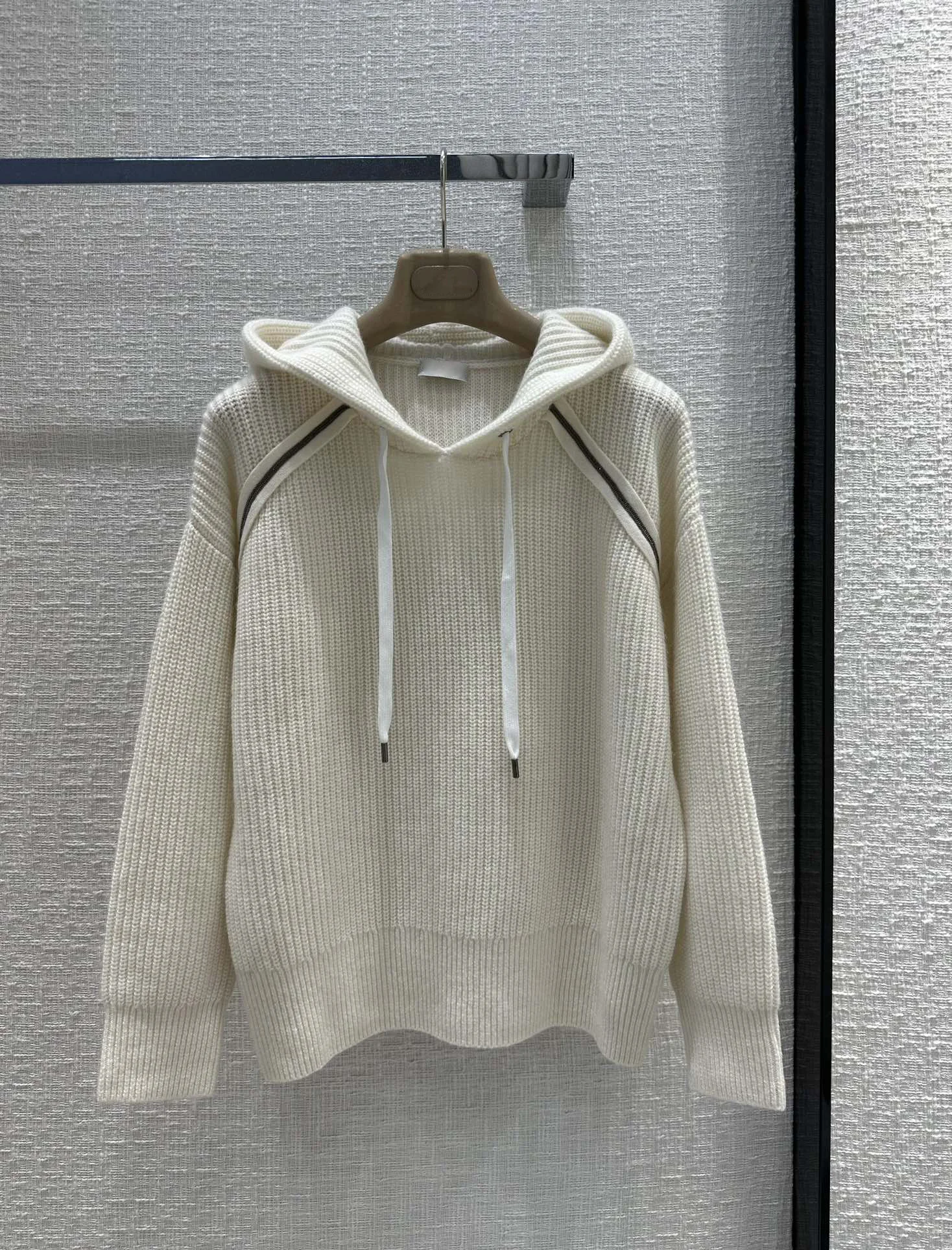 Women's Clothing hooded cashmere knit sweater shoulder profile shape temperament movement lazy styleAutumn Winter New  0119