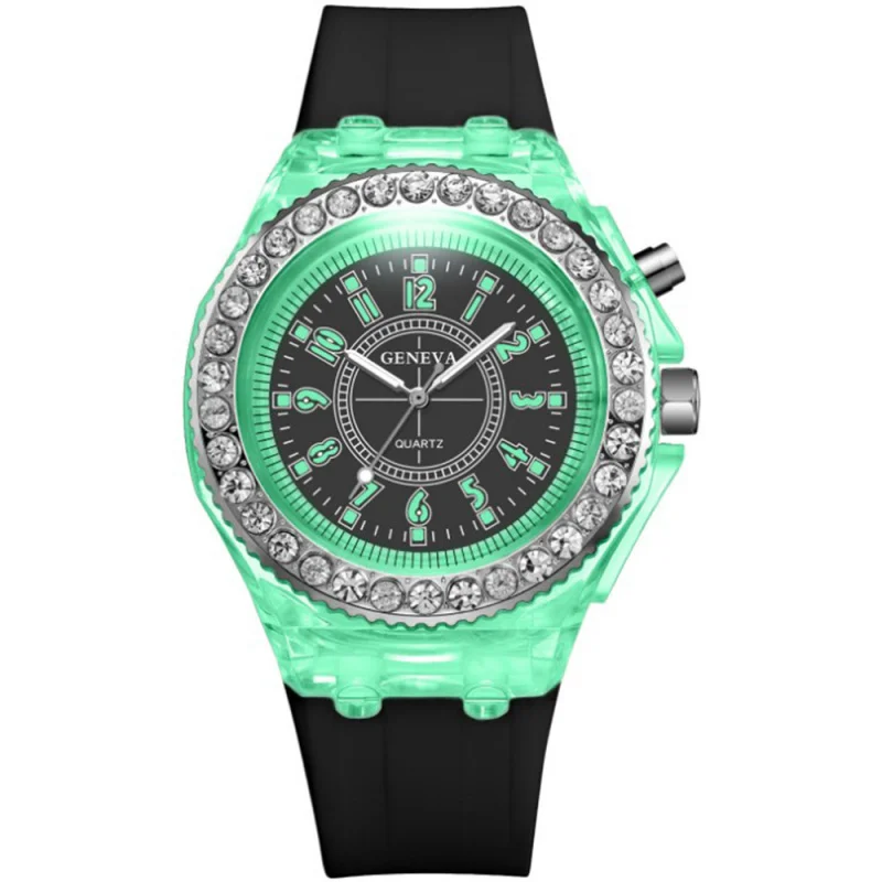 Men's Silicone Luminous Watch Foreign Trade Popular StyleledStrap Light Luminous Middle School Student Watch Cross-Border E-Comm