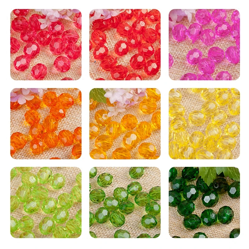 8/10mm 100/300Pcs Rondelle Faceted Acrylic Beads Loose Spacer Beads for Handmade DIY Necklace Bracelet Jewelry Making