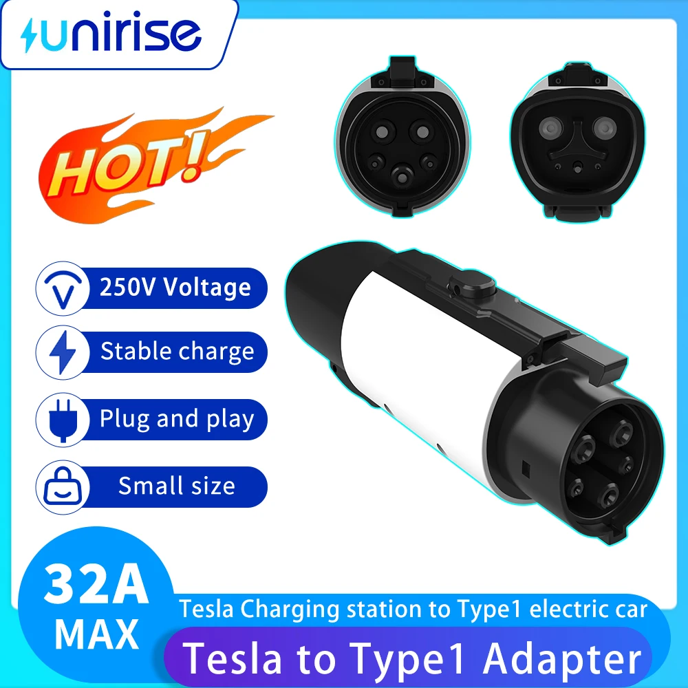 

Tesla to Type1 Adapter 32A With safety lock buckle Converter for NACS Charging station to Type1 GM Ford electric car EV Adapter