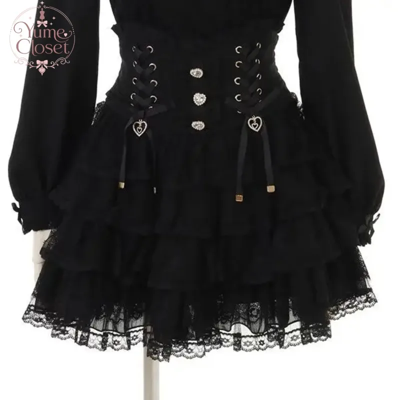 Sweet Lolita JSK Dress Women Lace Corset Ruffle Tiered Mini Dress Japanese Harajuku Gothic Kawaii Party Dress Black White Pink