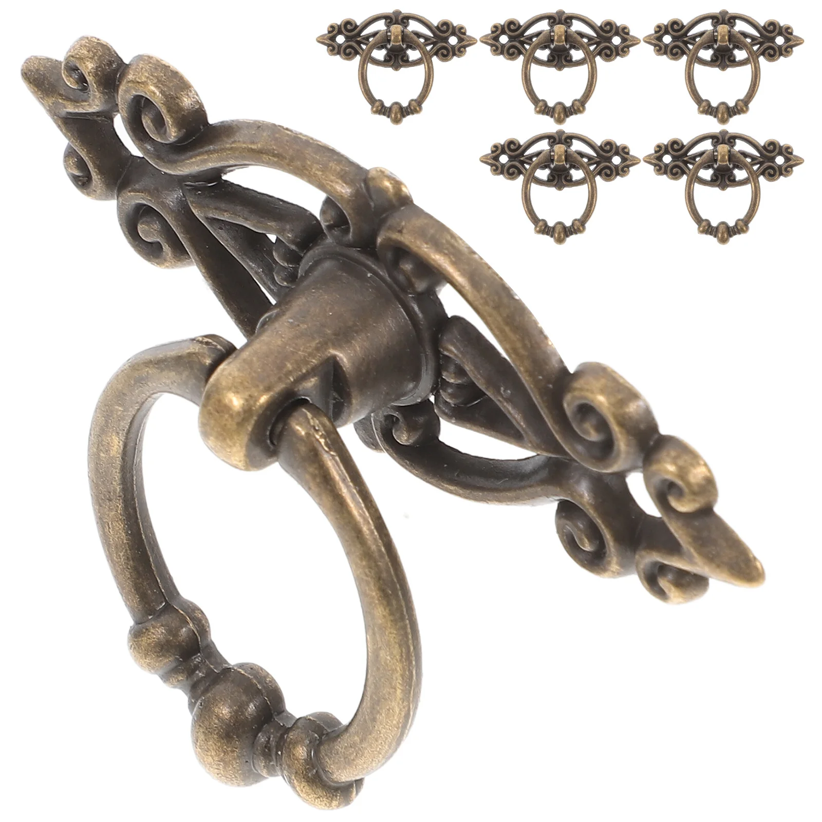 

6pcs Vintage Ring Pulls 38Mm Bronze Drawer Handles For Dresser Kitchen Cupboard Closet Door Furniture Zinc Alloy