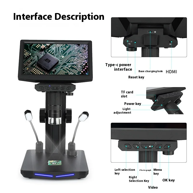 DP1920 7/10.1 "IPS شاشة 1600X مجهر رقمي لفحص ثنائي الفينيل متعدد الكلور لإصلاح الهاتف المحمول #3