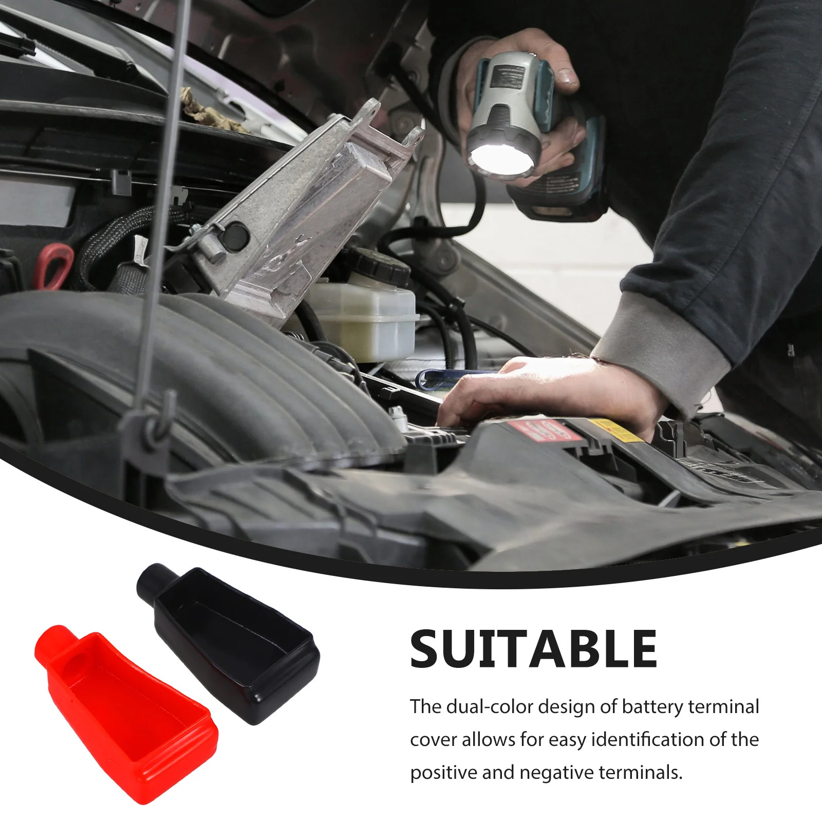 

Terminal Protector PVC Cover Dual Color Positive Negative Cap Short Circuit Protection Car Truck for